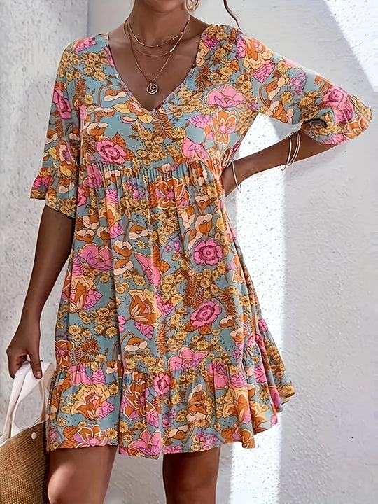 Loose Fit Boho Tiered Hem Summer Dress