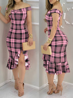 Off-The-Shoulder Ruffle Hem Dress
