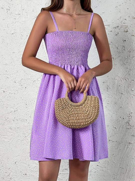 Polka Dot Square Neck Midi Dress