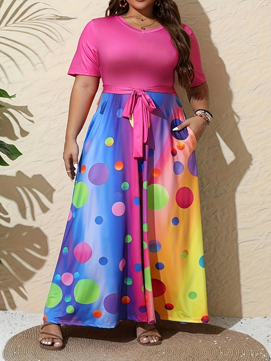 Short Sleeve Floral A-Line Maxi Dress