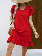Bohemian Flutter Sleeve Tiered Mini Dress