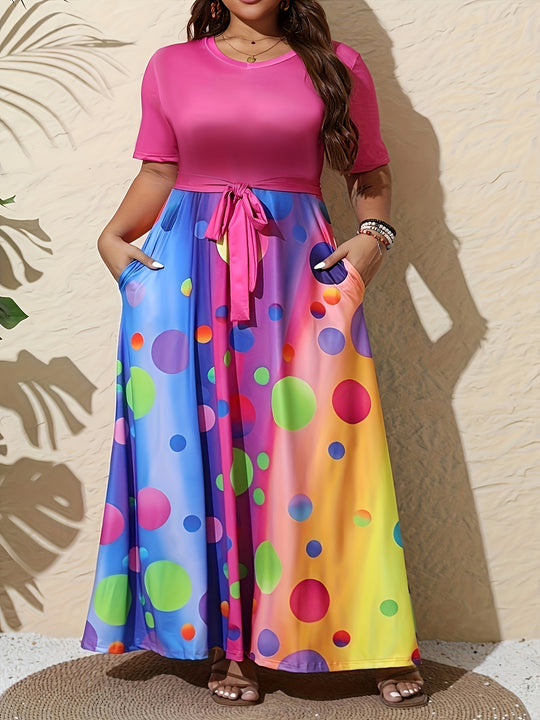 Floral Tie-Waist Maxi Pocket Dress - Plus Size