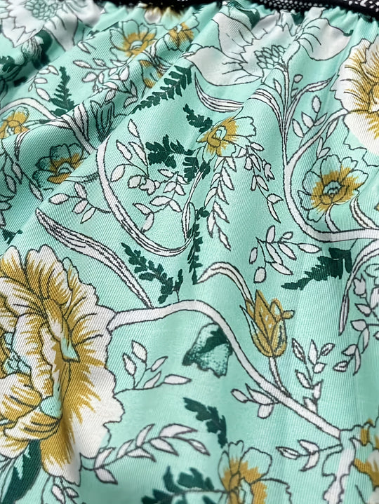Casual Sleeveless Floral Border Midi Dress