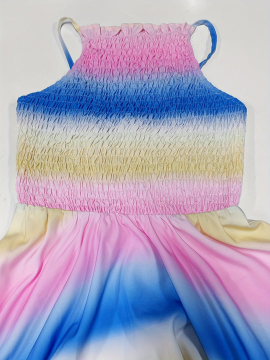 Casual Ombre Smocked Halter Dress