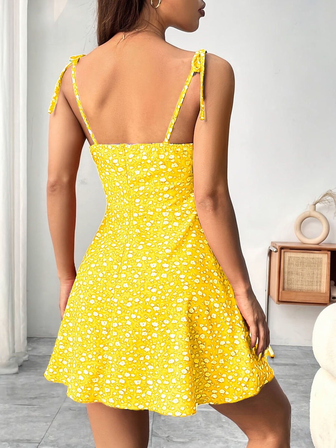 Ditsy Floral Tie-Strap Mini Dress