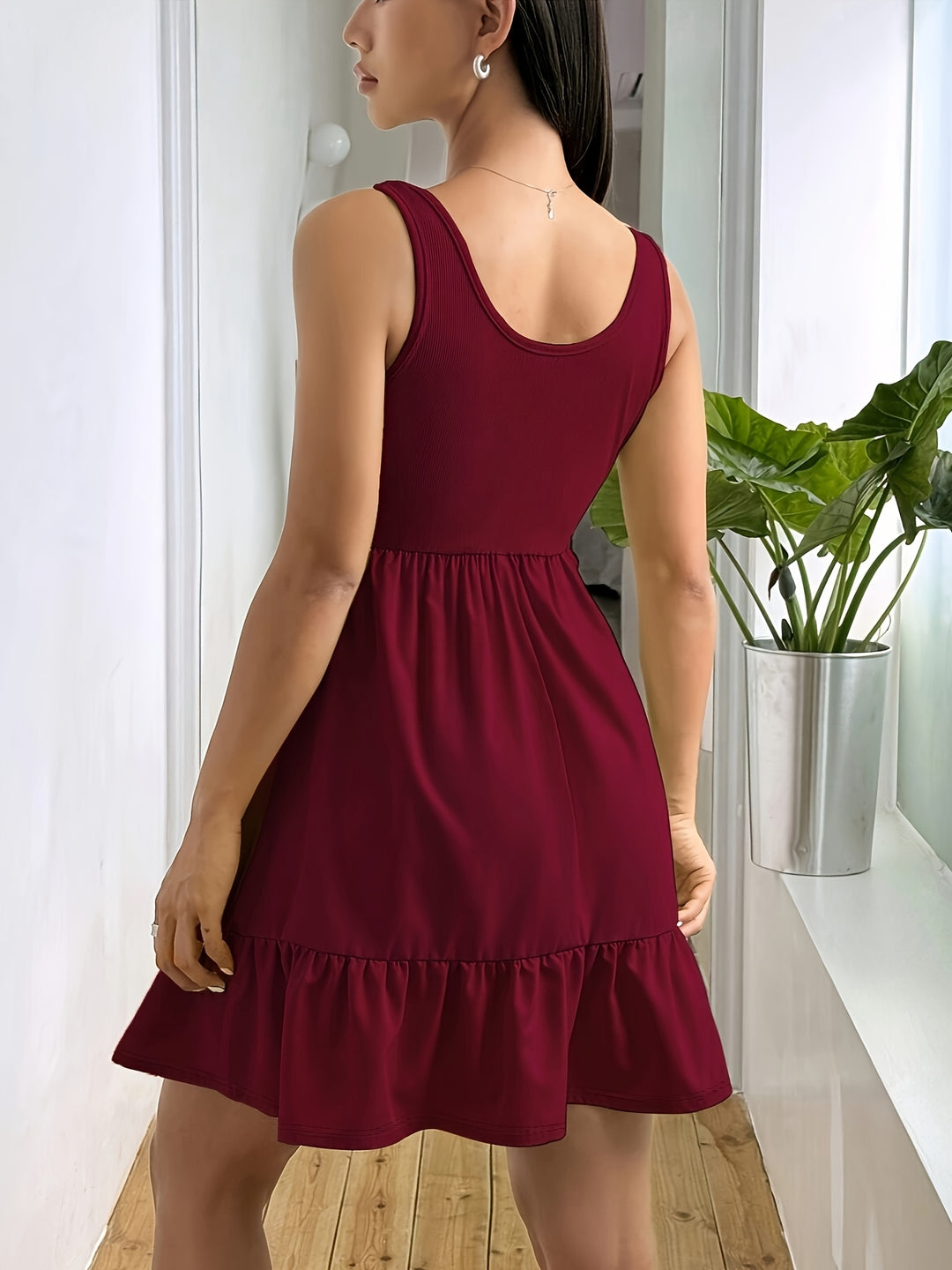 Sleeveless Scoop Neck Tiered Summer Dress
