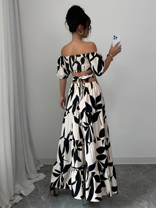 Off-the-Shoulder Cutout Tiered Maxi Dress