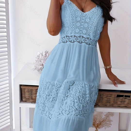 Summer Bohemian Sleeveless Spaghetti Strap Lace Dress