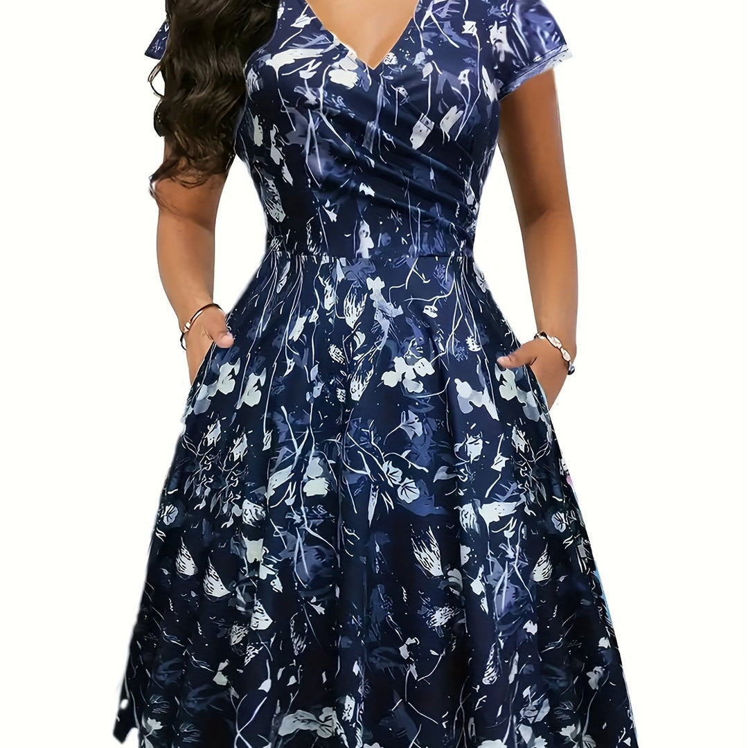 Retro V-Neck Floral Fit and Flare