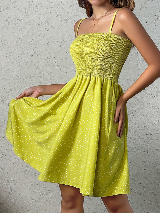 Polka Dot Square Neck Midi Dress