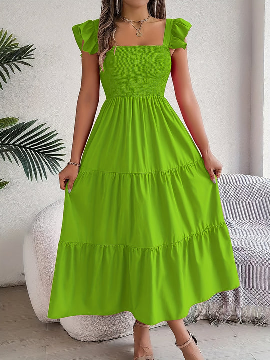 Flowy Tiered Smocked Midi Dress