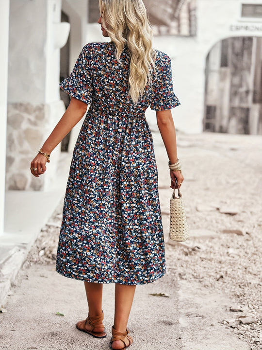 Ditsy Floral Print Empire Waist Summer Dress - Plus Size