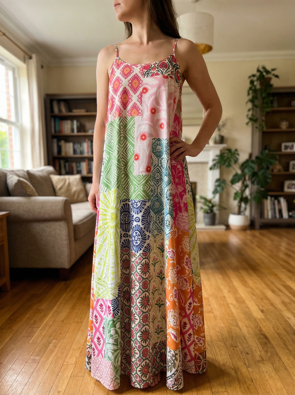 Bohemian Patchwork Print Sleeveless Maxi Dress