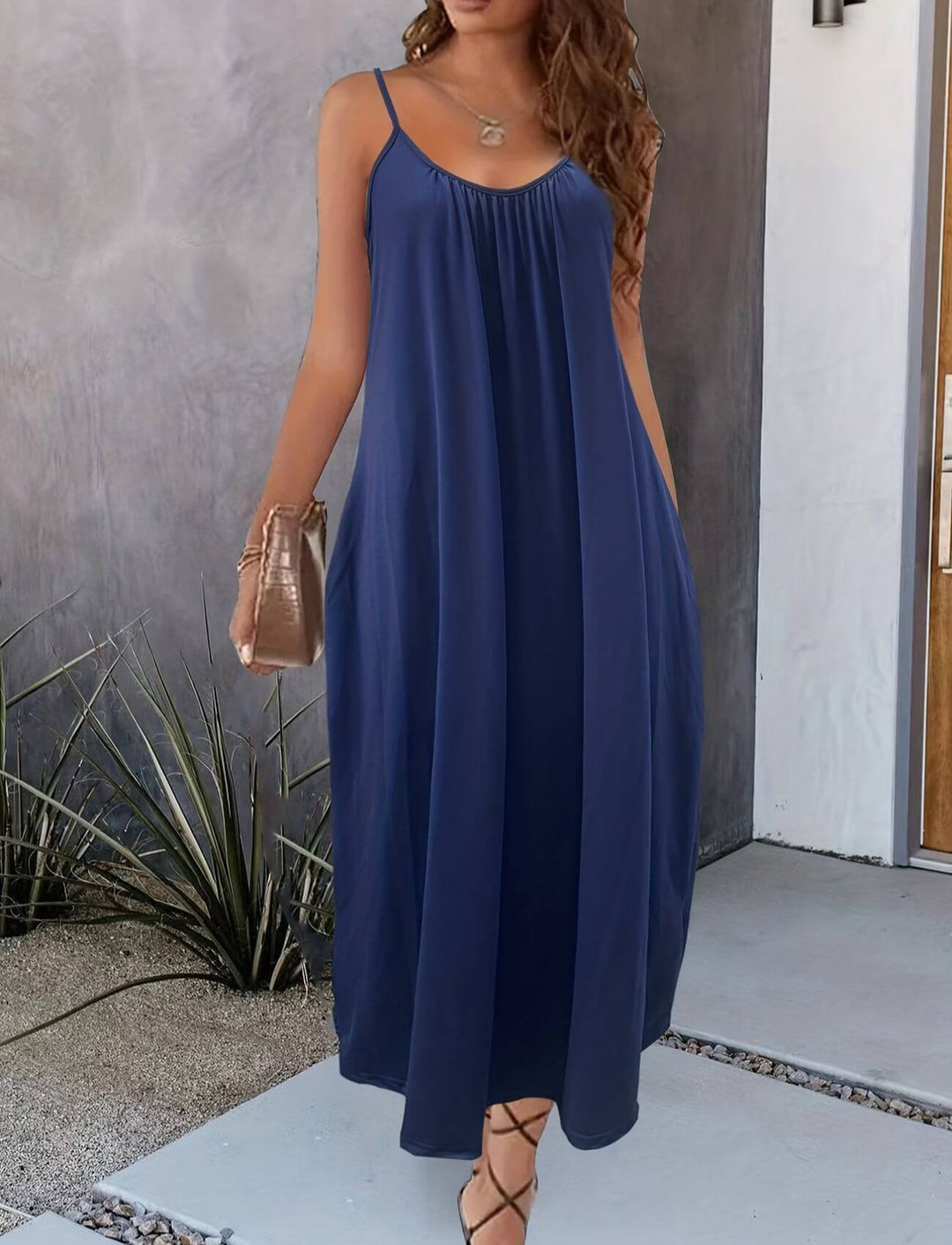 Flowy Relaxed Silhouette Floor-Length Boho Dress