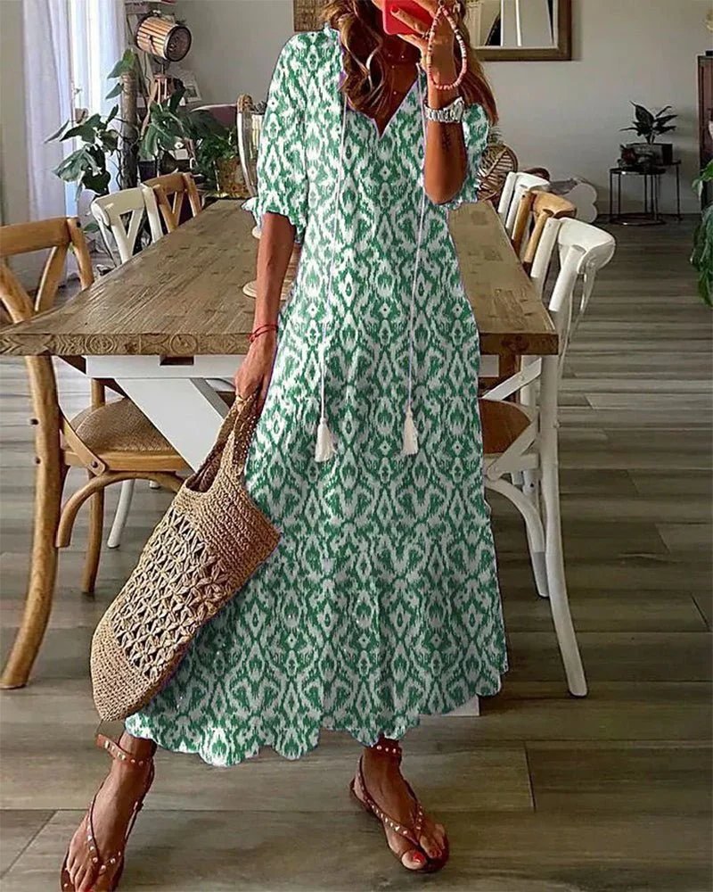 Bohemian Printed Flowy Summer Maxi Dress