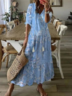 Bohemian Printed Flowy Summer Maxi Dress