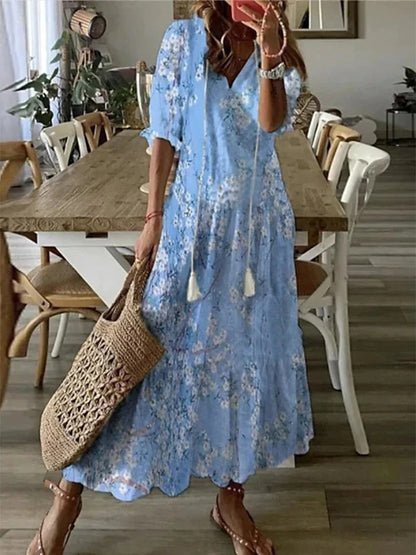 Bohemian Printed Flowy Summer Maxi Dress