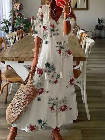 Bohemian Printed Flowy Summer Maxi Dress